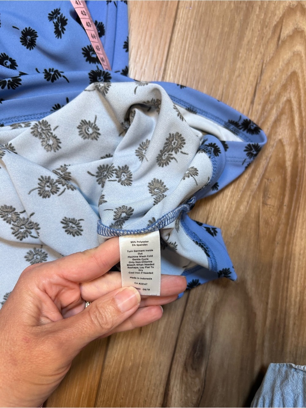 Talbots KNIT JERSEY FAUX WRAP DRESS - blue DAISIES size 1x career work career - Picture 7 of 9